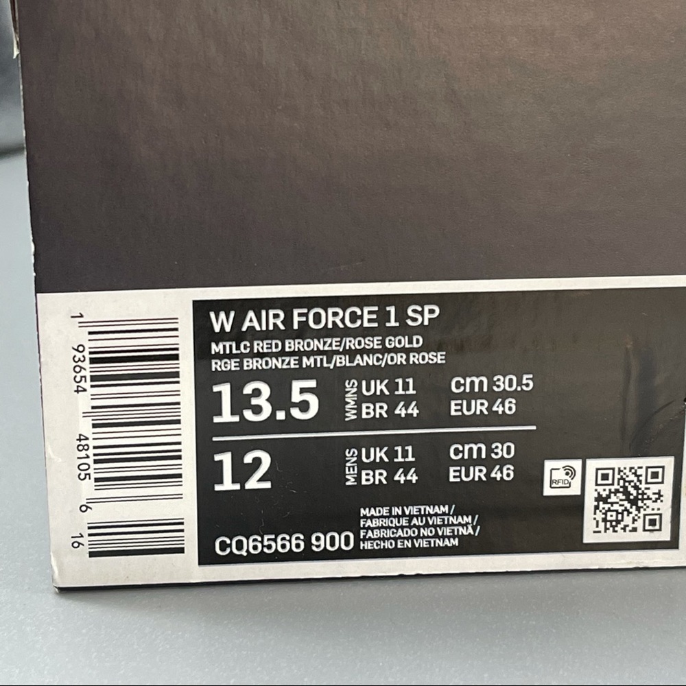 NEW Nike Air Force 1 Low White Rose Gold Sneakers Brand New - Picture 12 of 12